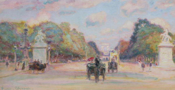 Pierre CHAPUIS, Vue animée en bas de de l'Avenue des Champs-Élysées