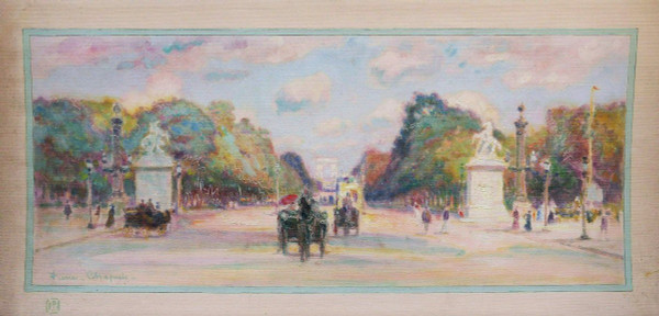 Pierre CHAPUIS, Vue animée en bas de de l'Avenue des Champs-Élysées