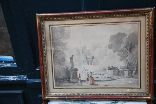 Hubert Robert, Anhänger, Figurenversammlung vor einem Brunnen XVIII