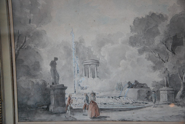 Hubert Robert, Anhänger, Figurenversammlung vor einem Brunnen XVIII