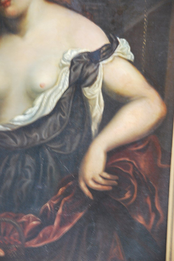 Junge Frau mit einer Vase voller Nelken, Schule des 18. Jahrhunderts