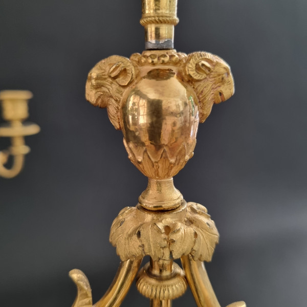  François Rémond, paire de grands candélabres  fin XVIIIe siècle, époque Directoire-Consulat.