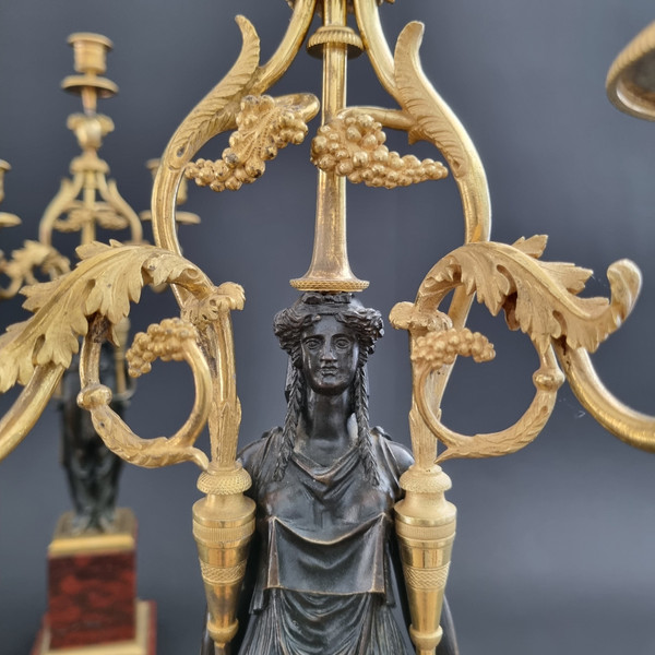  François Rémond, paire de grands candélabres  fin XVIIIe siècle, époque Directoire-Consulat.