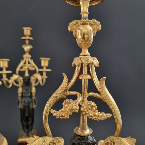  François Rémond, paire de grands candélabres  fin XVIIIe siècle, époque Directoire-Consulat.