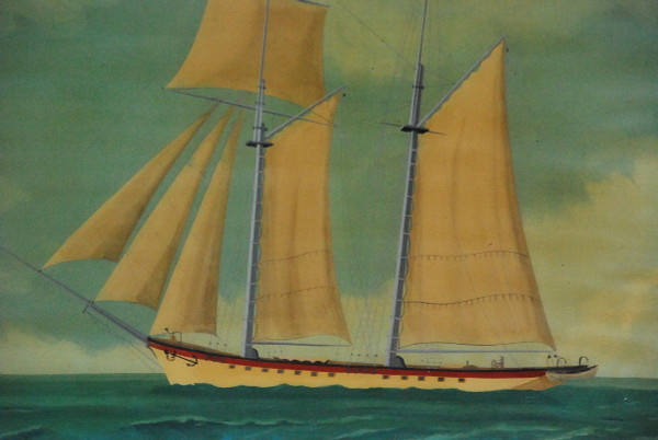 Deux Peintures Sur Verre, Goélettes  XIXe siècle