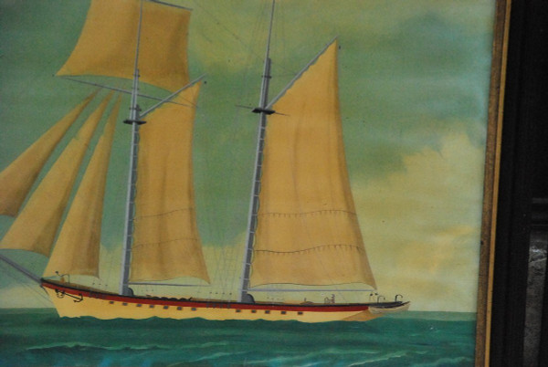 Deux Peintures Sur Verre, Goélettes  XIXe siècle