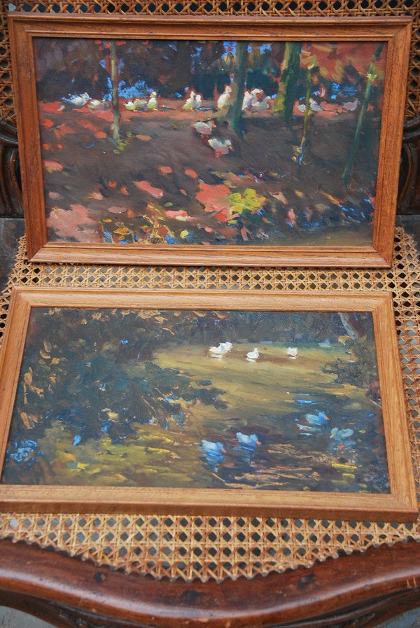 Gänse Und Enten Paar Holzplatten XX