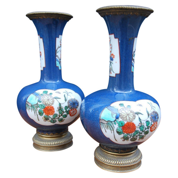 China XIXth century Pair Of Mounted Vases