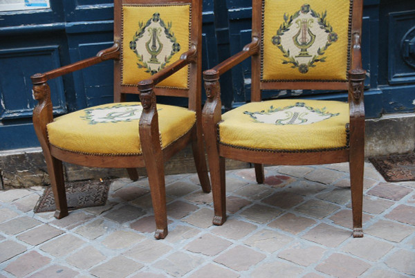 Retourd'Egypte, pair De Fauteuils Mahogany Empire period