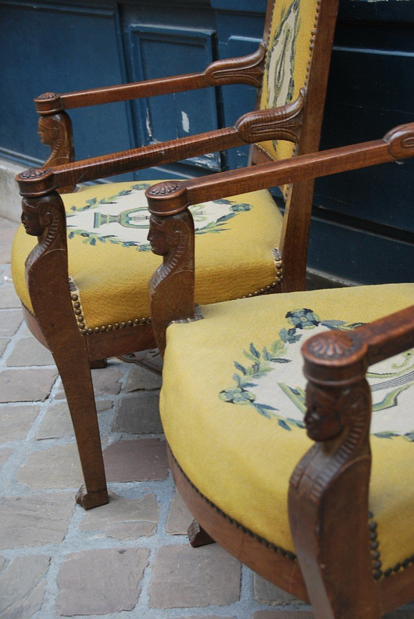 Retourd'Egypte, pair De Fauteuils Mahogany Empire period