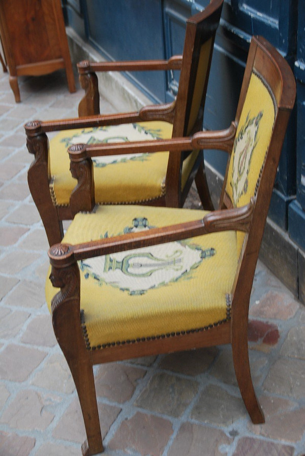 Retourd'Egypte, pair De Fauteuils Mahogany Empire period