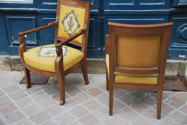 Retourd'Egypte, pair De Fauteuils Mahogany Empire period