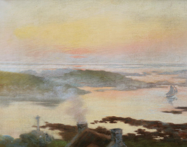René Louis PÉAN, Côte bretonne au soleil couchant