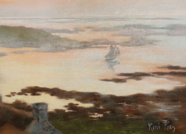 René Louis PÉAN, Côte bretonne au soleil couchant