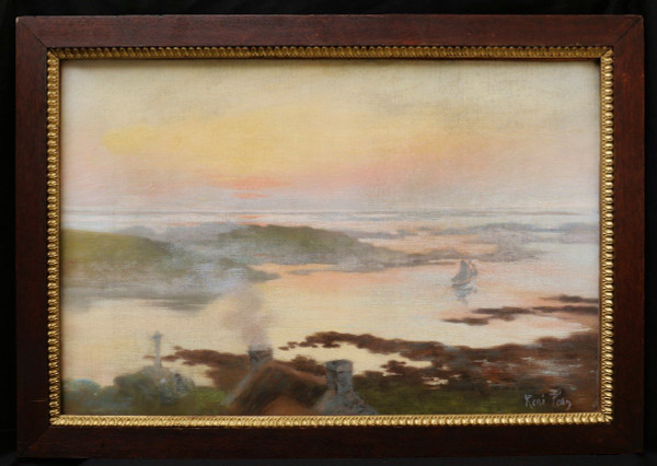 René Louis PÉAN, Côte bretonne au soleil couchant