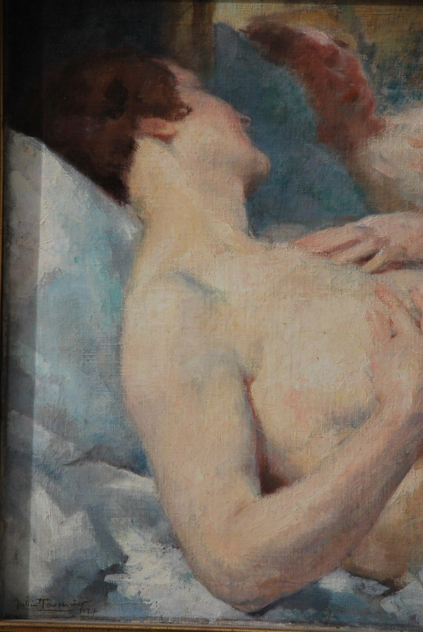 Träge Frau von Julien Tavernier, Öl auf Leinwand