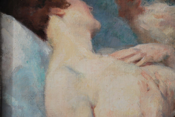 Träge Frau von Julien Tavernier, Öl auf Leinwand