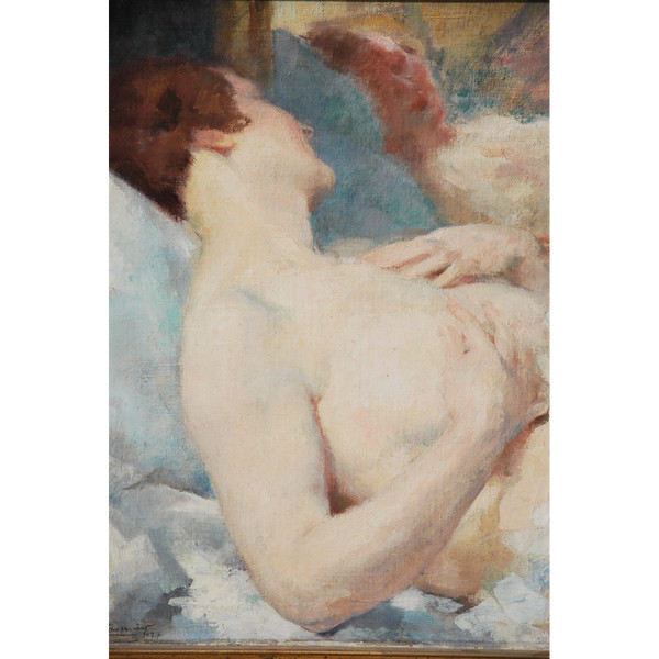Träge Frau von Julien Tavernier, Öl auf Leinwand