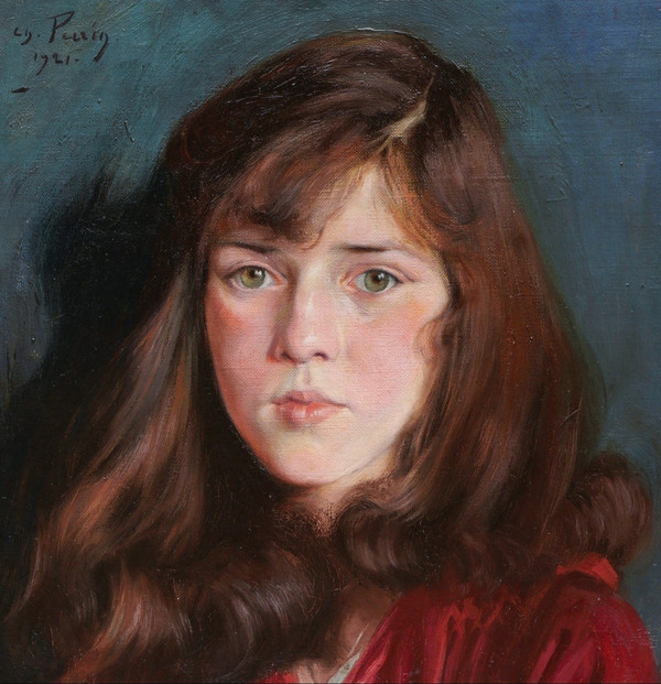 Charles PERRIN, Portrait de jeune fille aux yeux verts