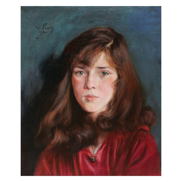 Charles PERRIN, Portrait de jeune fille aux yeux verts