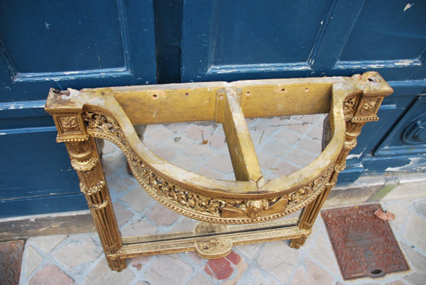 Elegant Console With Mirror Bottom Louis XVI Period