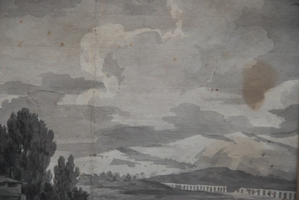 Dessin Au Lavis Paysage Et Architecture Suiveur De Joseph Vernet