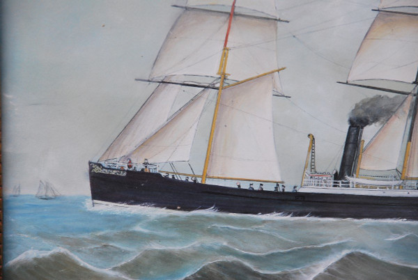 Bateau à Vapeur En Mer école Du XIXe siècle