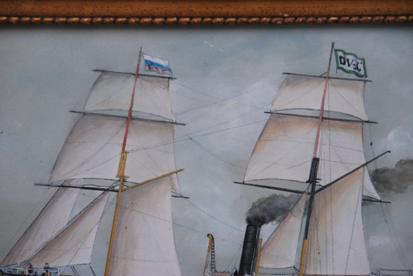 Bateau à Vapeur En Mer école Du XIXe siècle