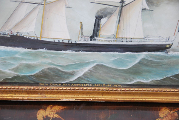 Bateau à Vapeur En Mer école Du XIXe siècle