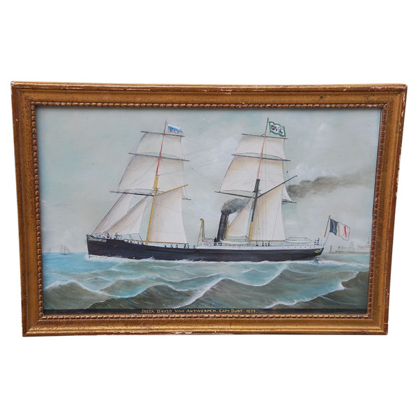 Bateau à Vapeur En Mer école Du XIXe siècle