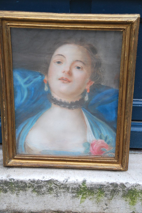 Pastello Giovane Donna Del Settecento Seguace Di Boucher