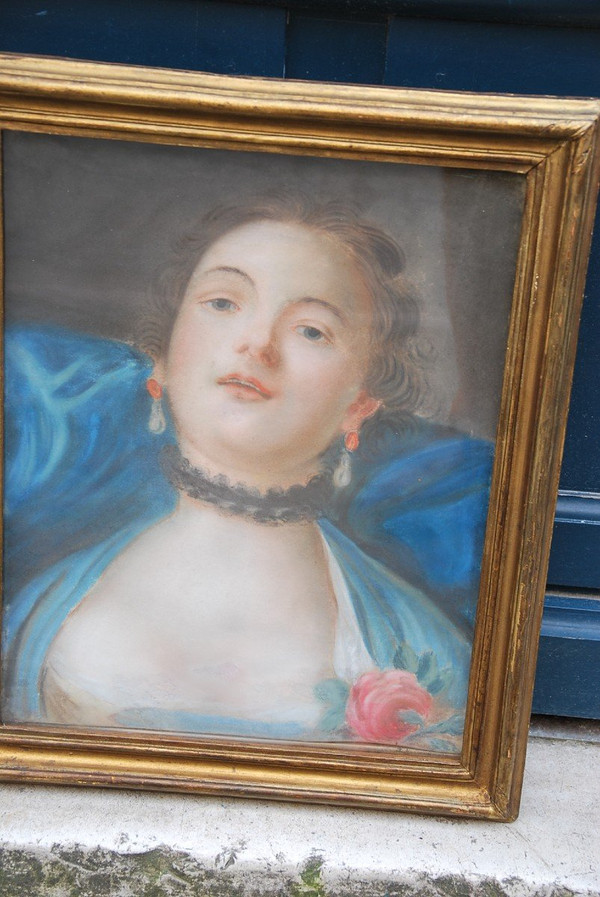 Pastello Giovane Donna Del Settecento Seguace Di Boucher