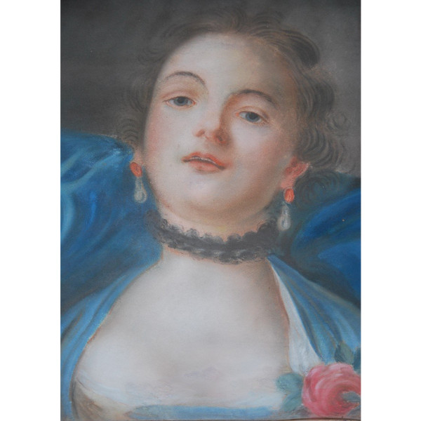 Pastello Giovane Donna Del Settecento Seguace Di Boucher