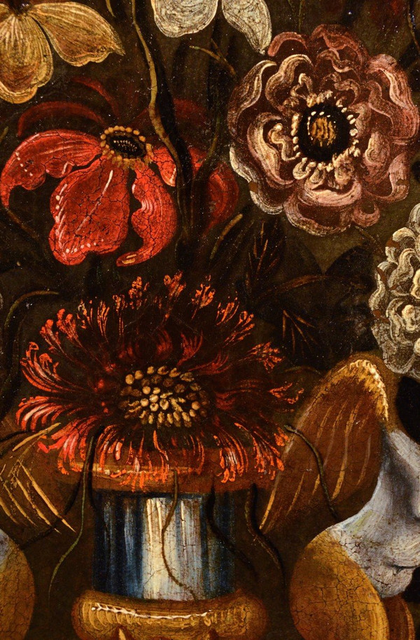 Blumen in einer klassischen Vase, Meister der Groteskenvase (Rom, 17. Jahrhundert)