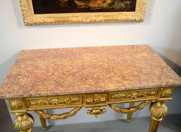 Louis XVI-Konsole aus goldenem Holz, Genua um 1785
