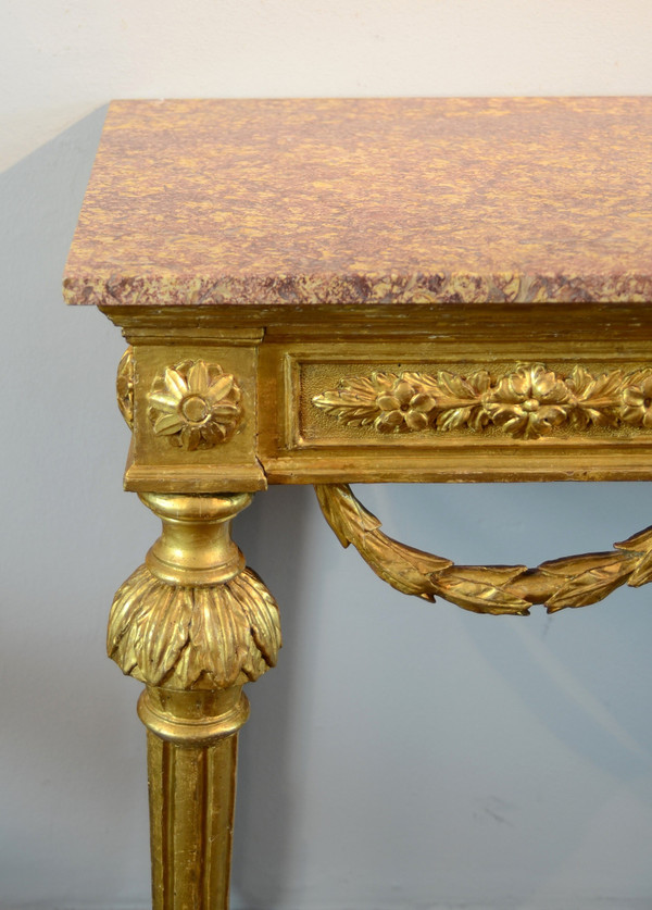 Louis XVI-Konsole aus goldenem Holz, Genua um 1785