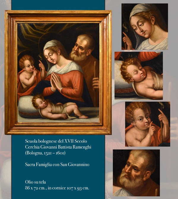 Sacra Famiglia con San Giovannino, Giovanni Battista Ramenghi (Bologna, 1521 – 1601) cerchia