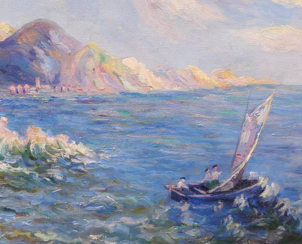 Attributed to Emile W. HERZ, Lively coastal landscape in Malaga