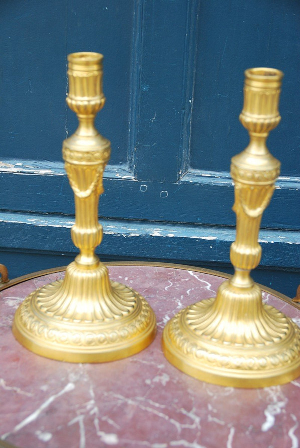 Pair Of Louis XVI Candlesticks, Late 18th Century