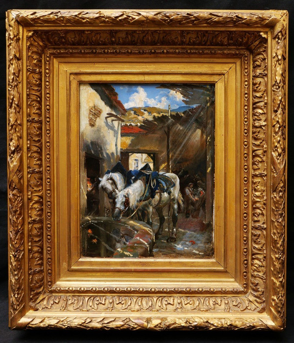 Georges RÉCIPON, Pferde an der Tränke