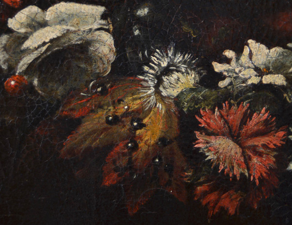 Giovanni Stanchi (Rom 1608 - 1675) Atelier, Blumengirlande mit der Jungfrau Maria