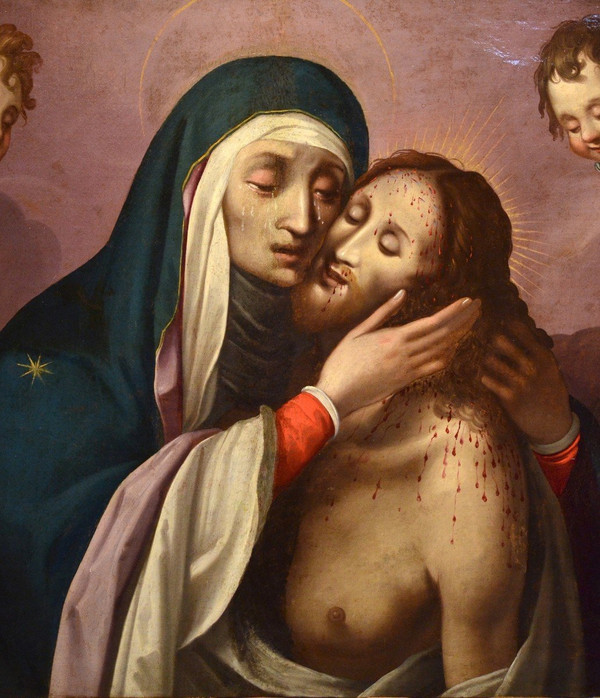 The Pietà With The Two Cherubs, Scipione Pulzone (gaeta 1550 - Rome 1598)  Entourage De