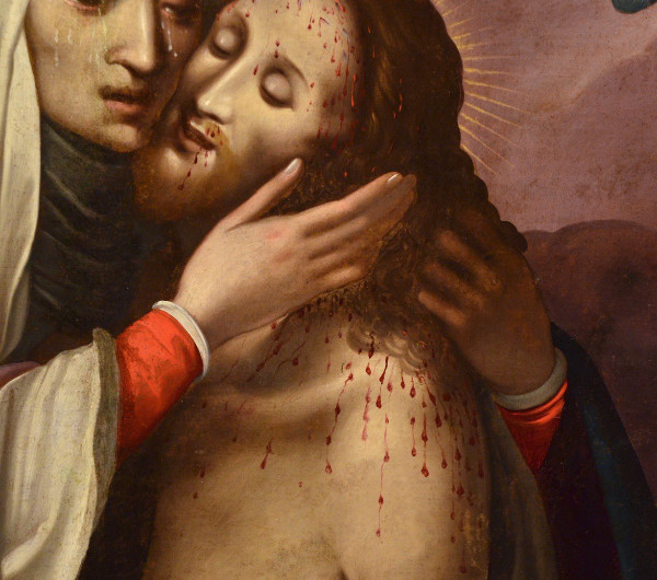 The Pietà With The Two Cherubs, Scipione Pulzone (gaeta 1550 - Rome 1598)  Entourage De