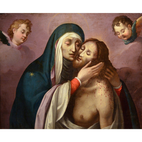 The Pietà With The Two Cherubs, Scipione Pulzone (gaeta 1550 - Rome 1598)  Entourage De