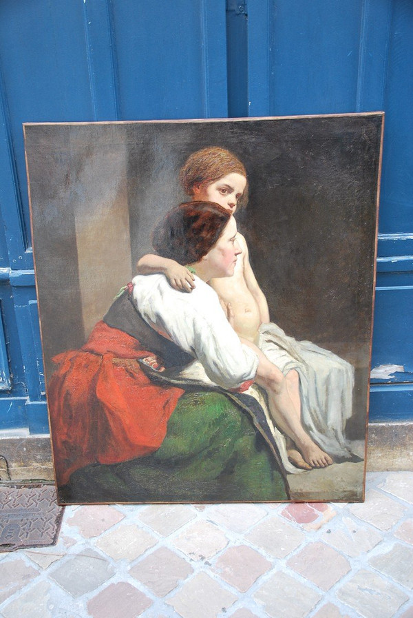Carolus Duran follower of, The Mother And Her Child, Oil On Canvas XIXth