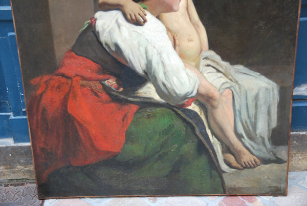 Carolus Duran follower of, The Mother And Her Child, Oil On Canvas XIXth