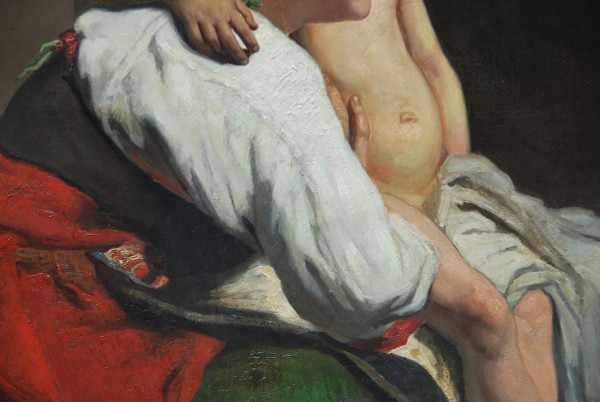 Carolus Duran follower of, The Mother And Her Child, Oil On Canvas XIXth