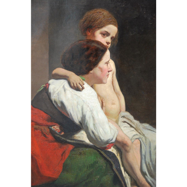 Carolus Duran follower of, The Mother And Her Child, Oil On Canvas XIXth