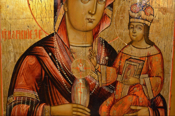 Alte Ikone „Madonna mit Kind“, Russland (Moskau) 18. Jahrhundert