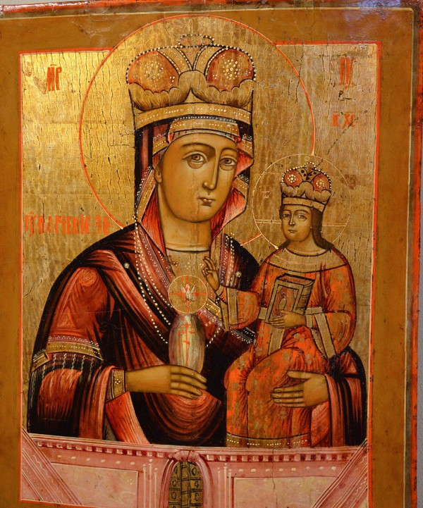 Alte Ikone „Madonna mit Kind“, Russland (Moskau) 18. Jahrhundert